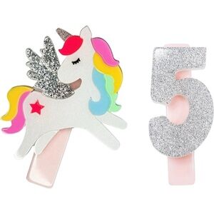 Lilies and Roses unicorn number 5 hair clip set
